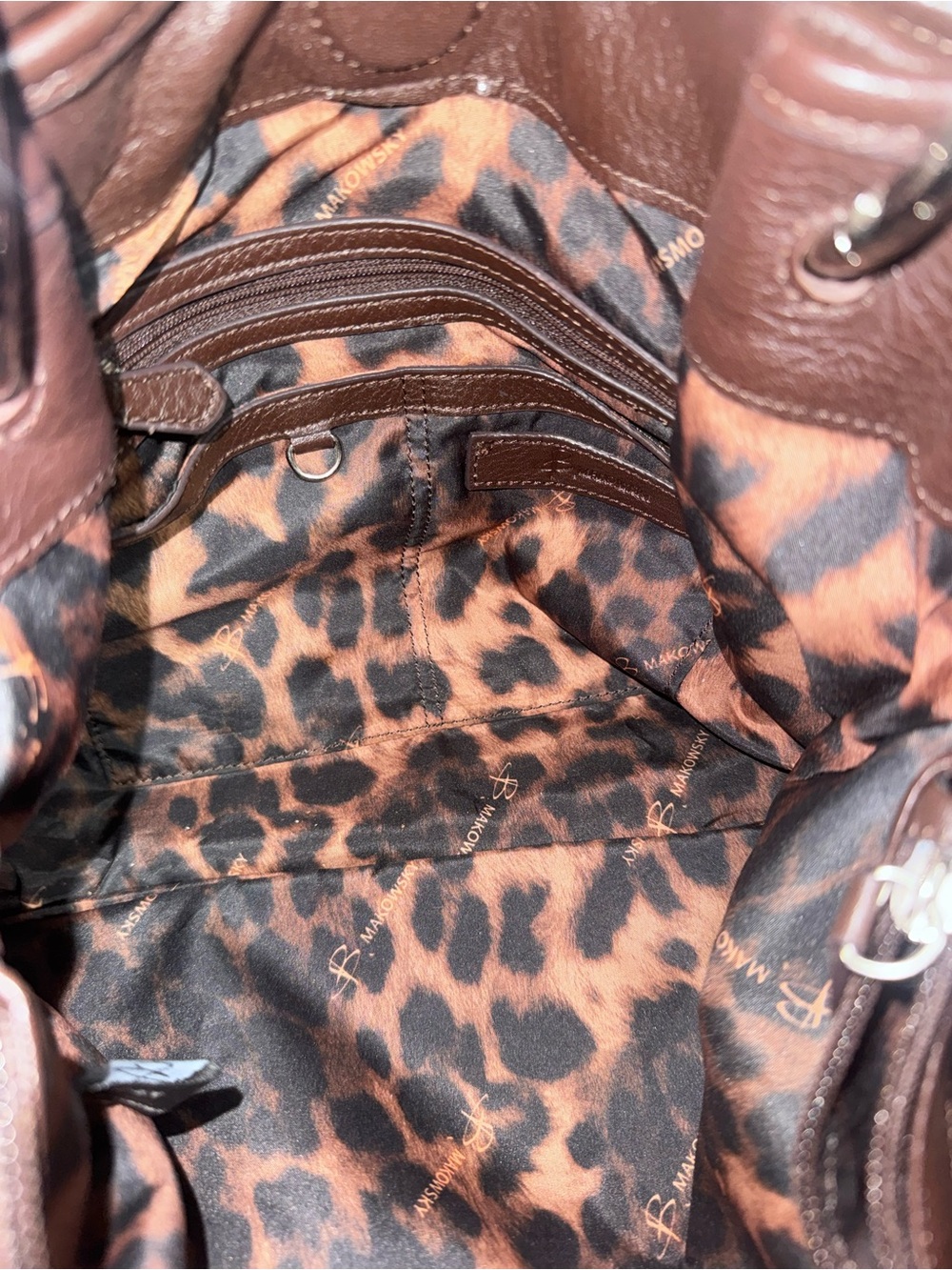 b. makowsky Dark Brown Pebbled Leather Shoulder Bag - Picture 7 of 8